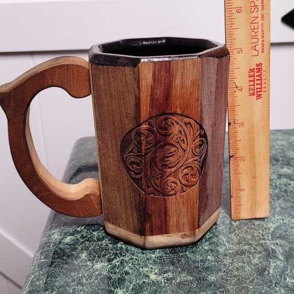 Handcrafted Wooden Mug with Carved Design - Picture 7 of 14